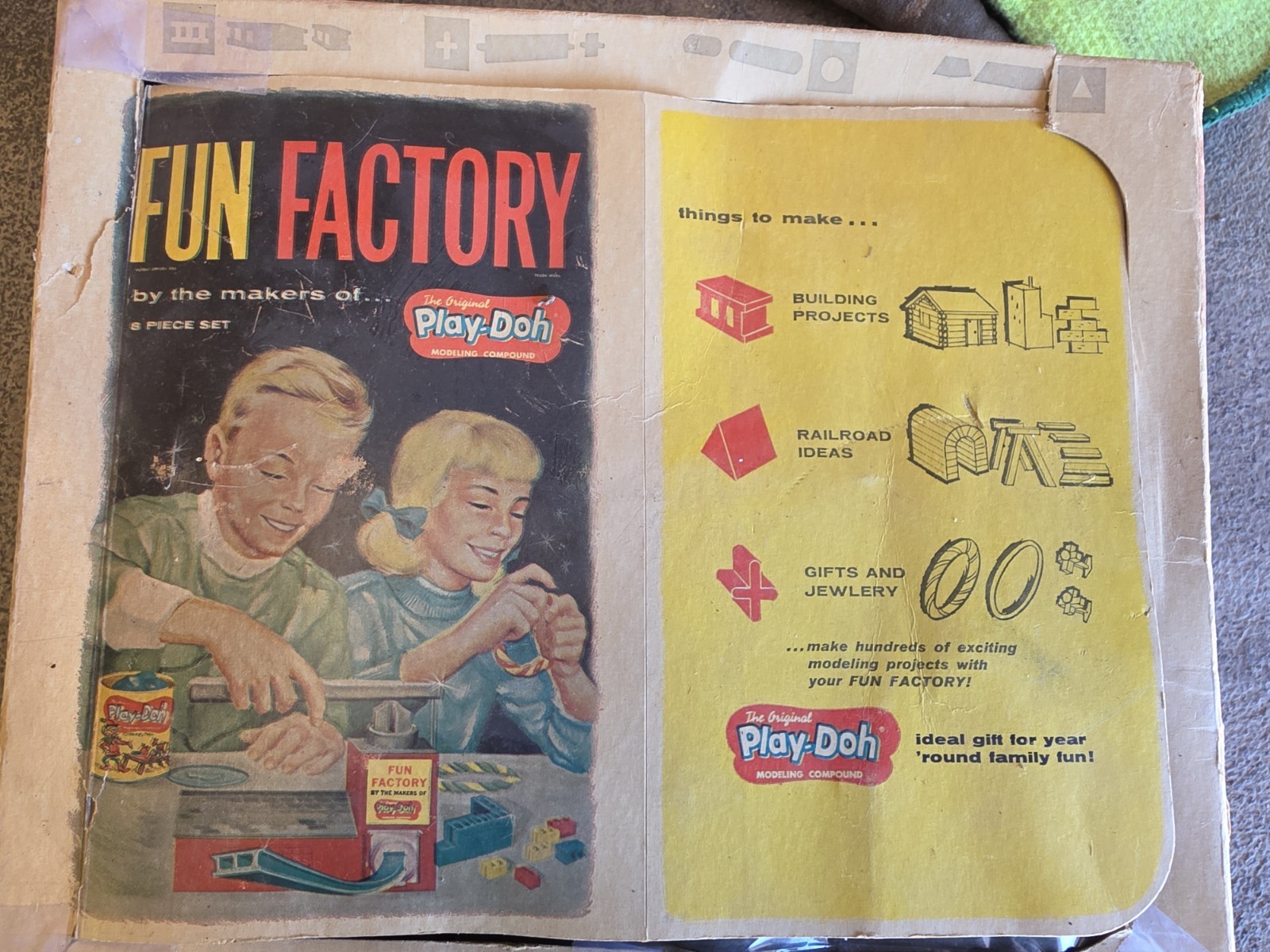 Vintage 1960 Play-Doh Fun Factory Toy Extruder PD-350 w/ Box & Manual Parts...