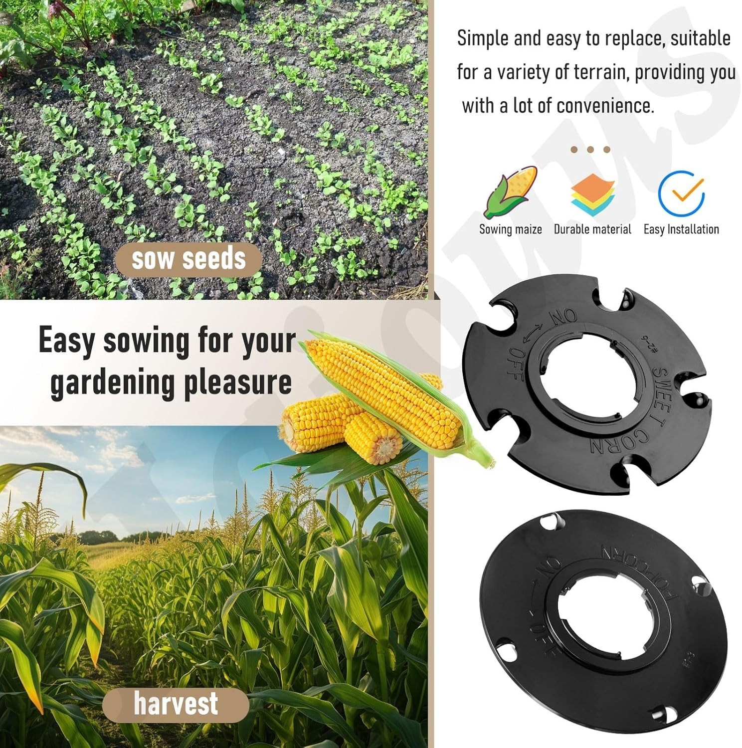 2 Pack Sweet Corn & Popcorn Seed Plates for E-arthway 1001-B Garden Seeder
