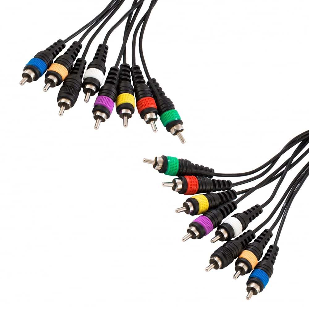 8-Way 3m RCA Phono to RCA Phono Loom / Effects Patch / Multicore Cable