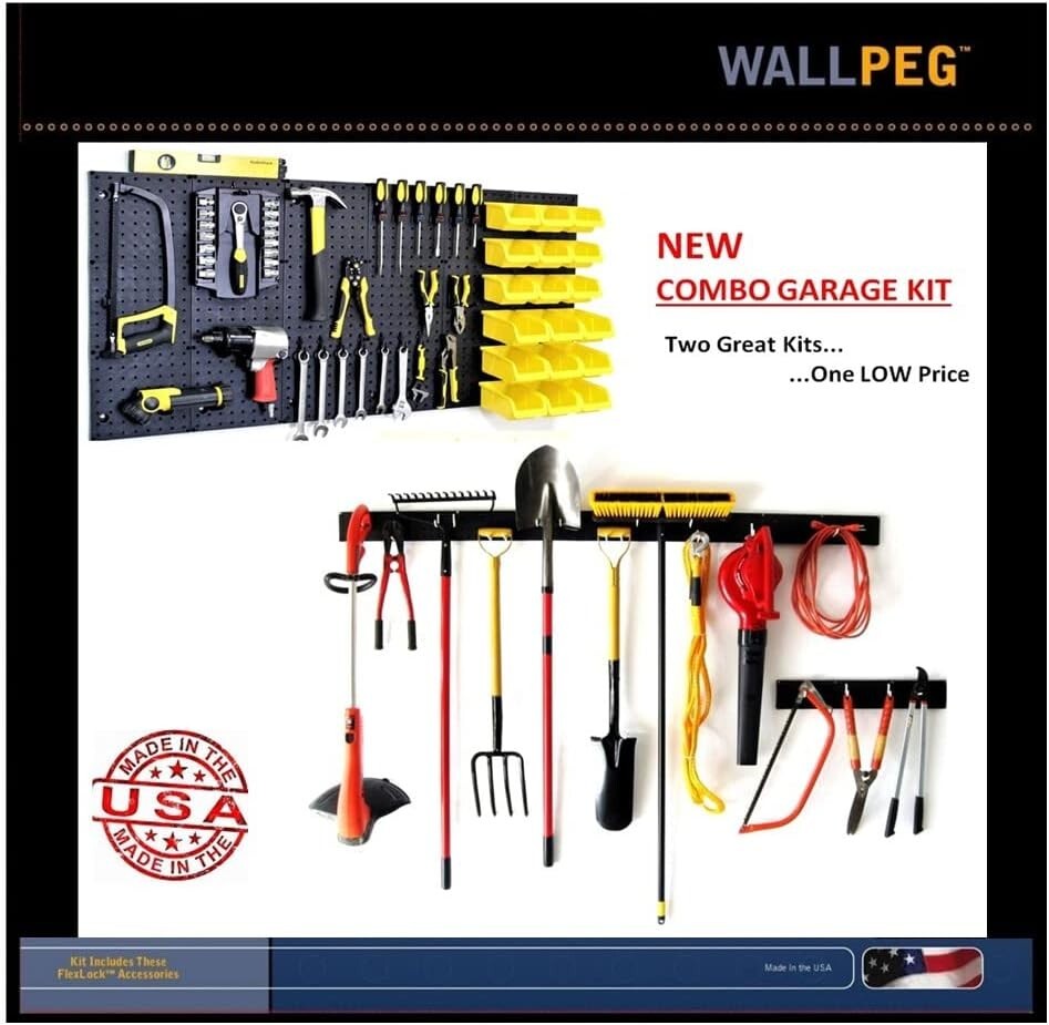 WallPeg Pegboard Wall Organizer & Garden Tools Storage Organizer - PK 160