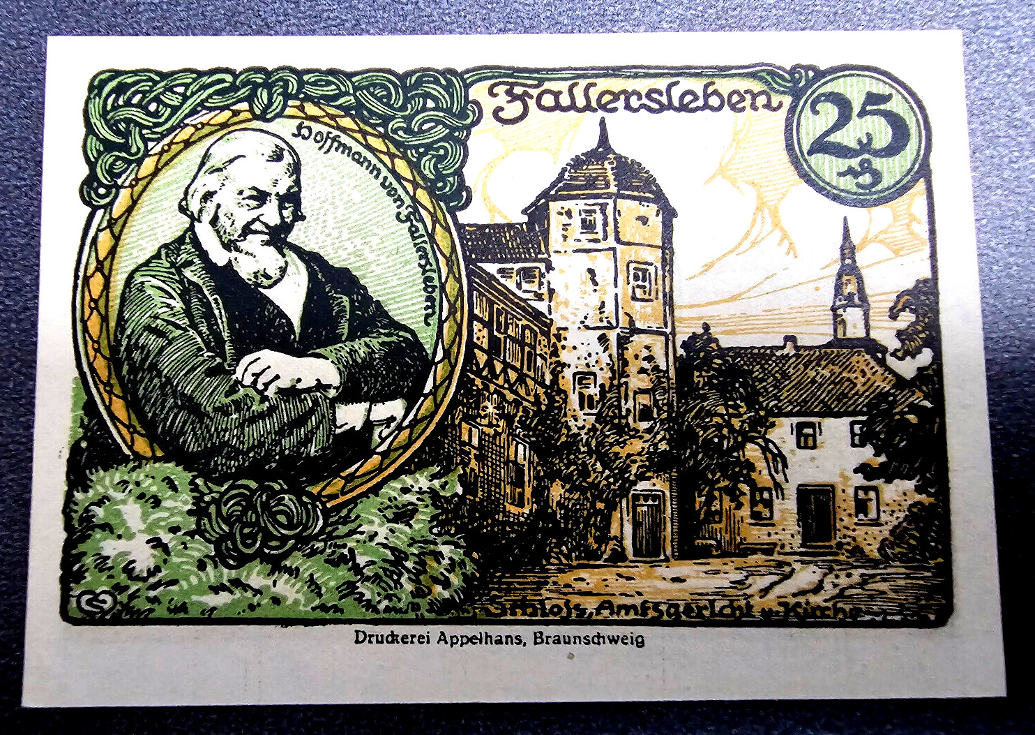 FALLERSLEBEN NOTGELD 25 PFENNIG 1920 EMERGENCY MONEY GERMANY BANKNOTE (33363)