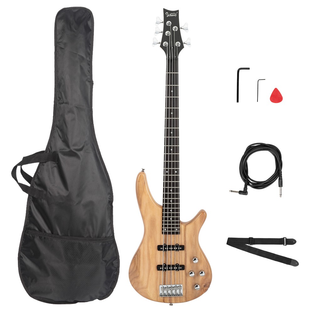 Glarry School Band GIB Electric Bass Guitar 5-String Right-Handed Basswood