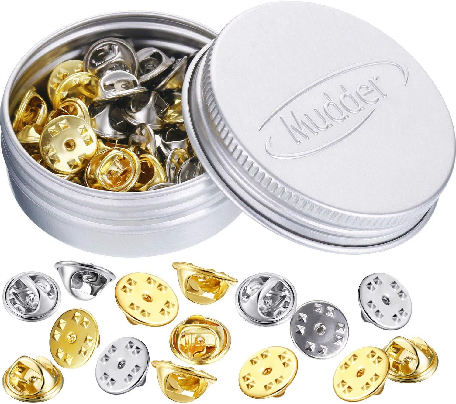 Brass Butterfly Clutch Badge Insignia Clutches Pin Backs Replacement (Gold, Silv