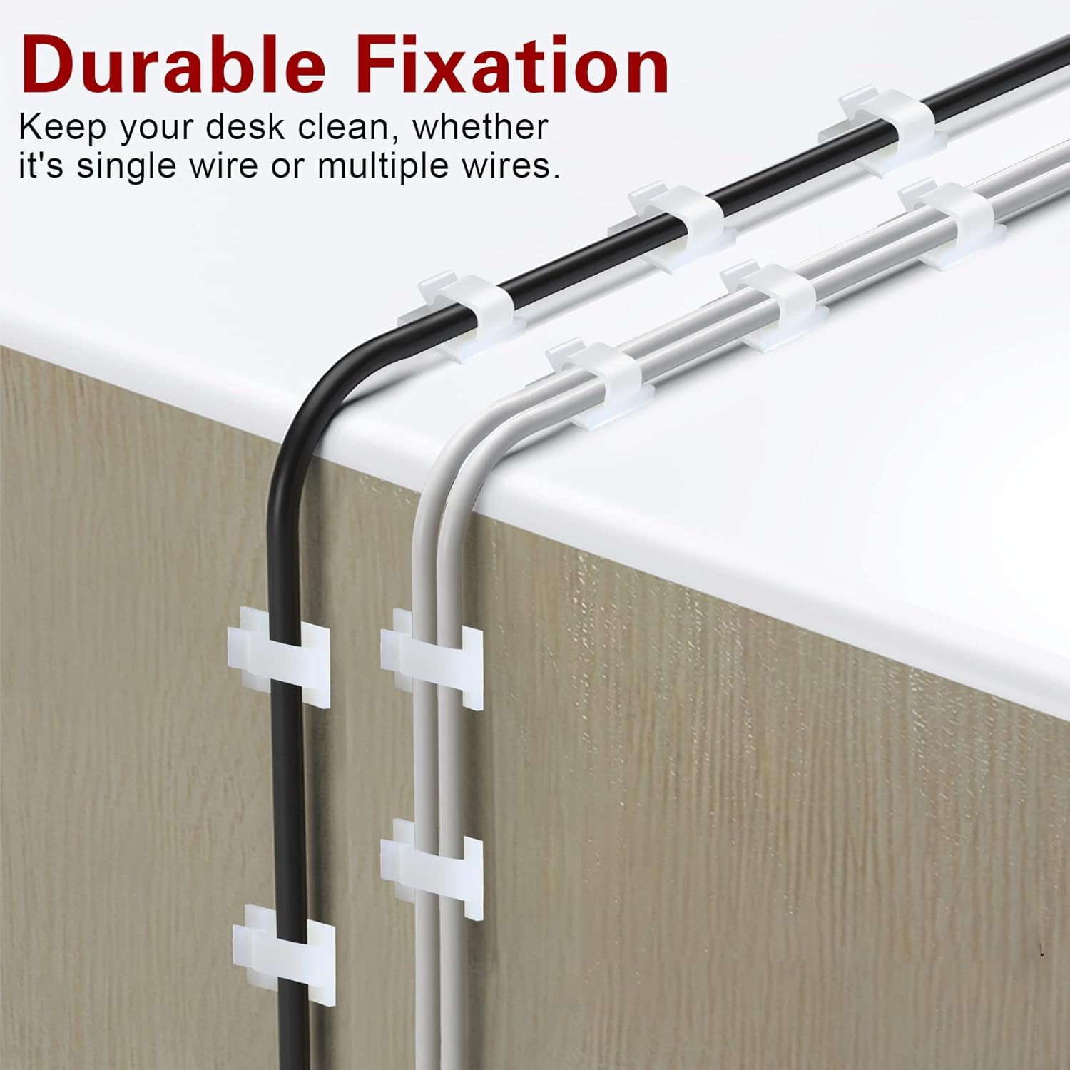 120 Pcs Adhesive Cable Wire Clips White, Cable Staples Outdoor Cable Management