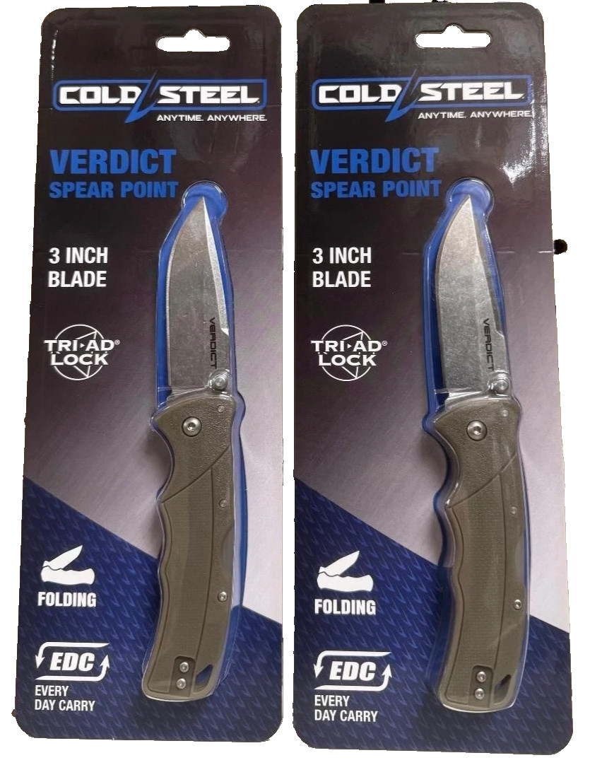 2 Pack Cold Steel Verdict Cold CS-FL-C3SPSSZ Verdict Spear 3" FDE Knives New