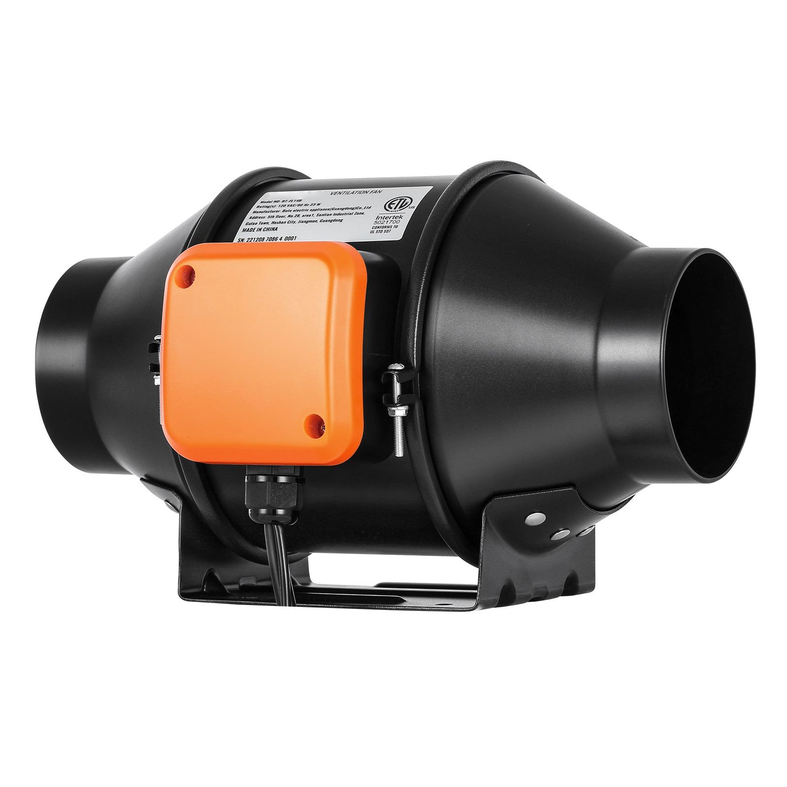4in 205 CFM Inline Duct Fan EC Motor with Temp Humidity Controller