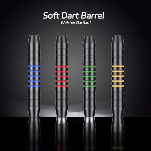 Soft Tip Darts Set - 12 Pack Professional Darts with 4 Colored Barrels, 24