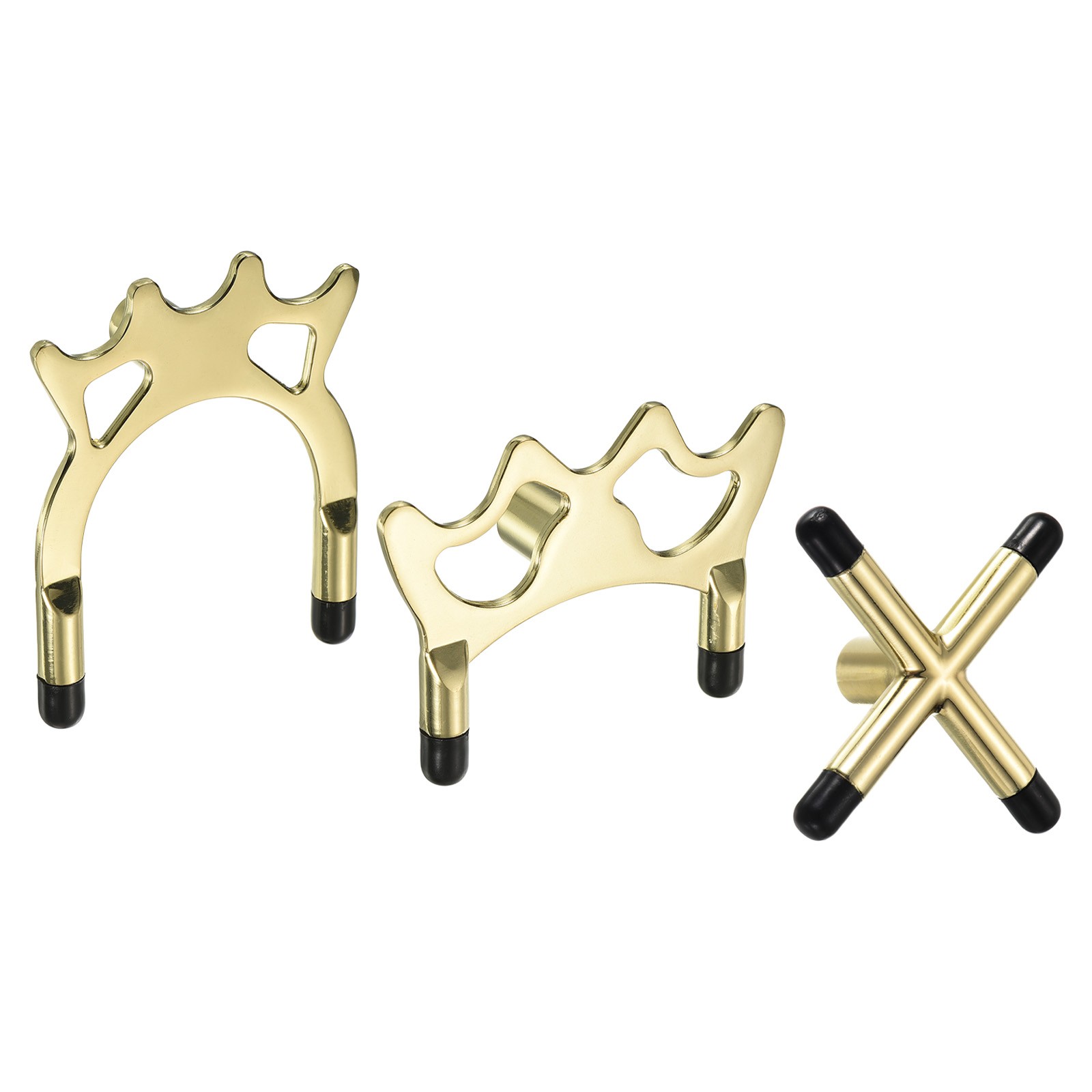 Billiard Bridge Head, 3 in 1 with Rubber Sheath for Billiard Table, Gold Tone