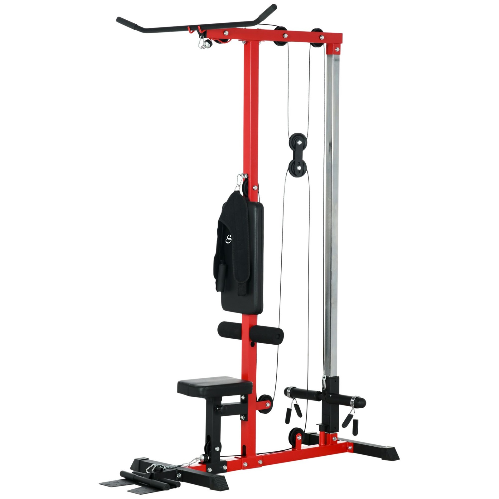 Lat Pull Down Machine with Adjustable Seat and Flip - Up Footplate