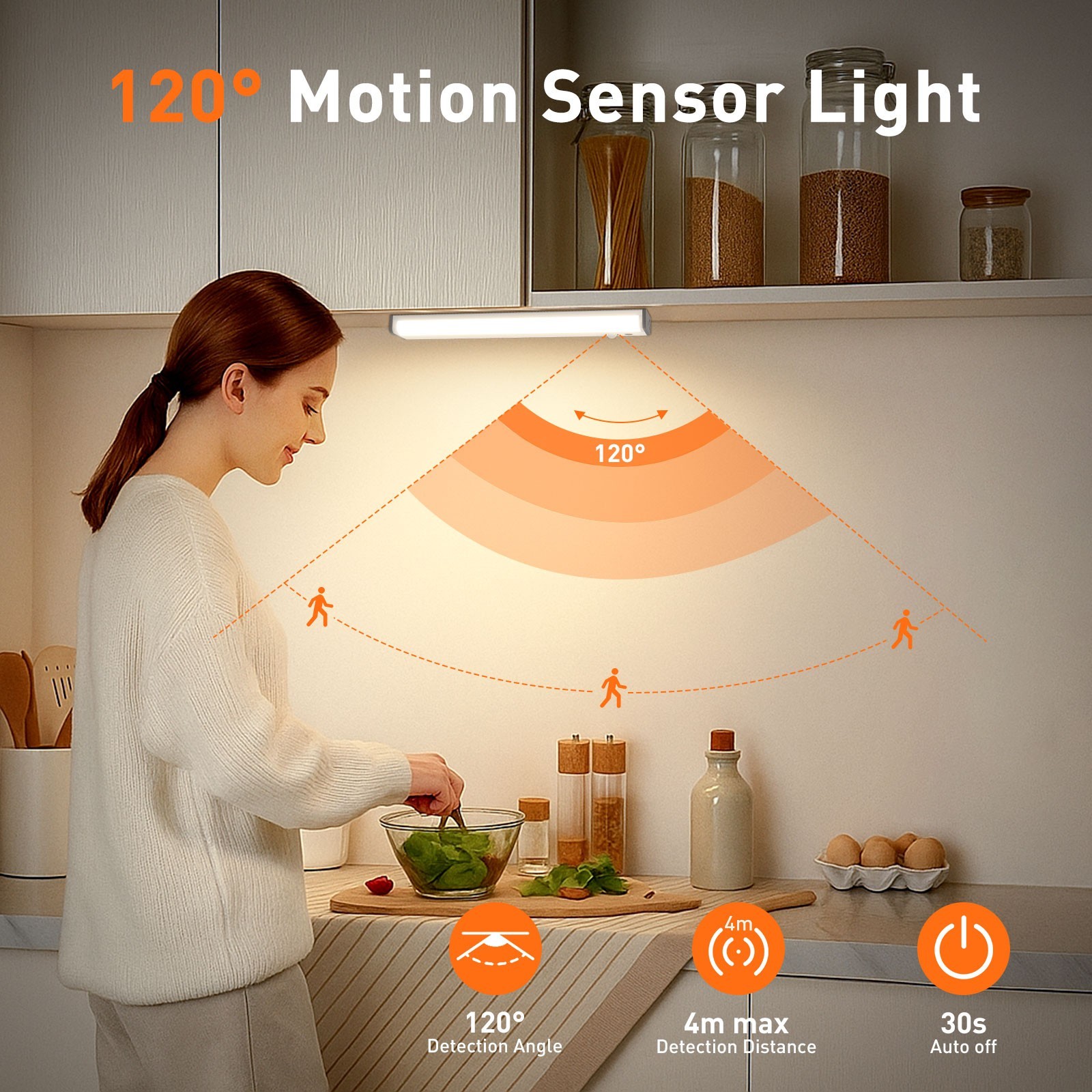 2Pcs Motion Sensor LED Cabinet Closet Light CCT DIM Strip Light USB Rechargeable