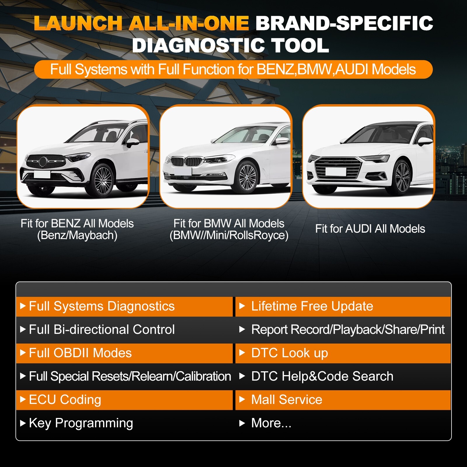 Launch Creader Elite 2.0 For Mercedes-Benz/BMW/AUDI Scanner OBD2 Diagnostic Tool