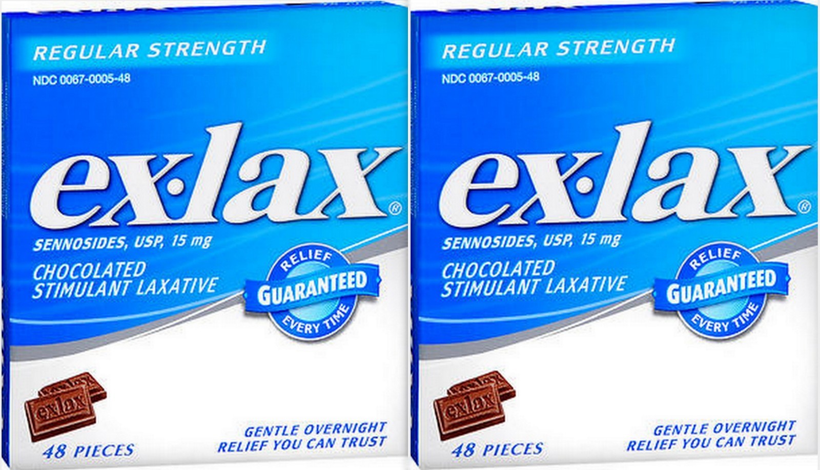 Ex Lax Chocolate Pieces Regular Strength 48 Each ( Pack of 2 )^^