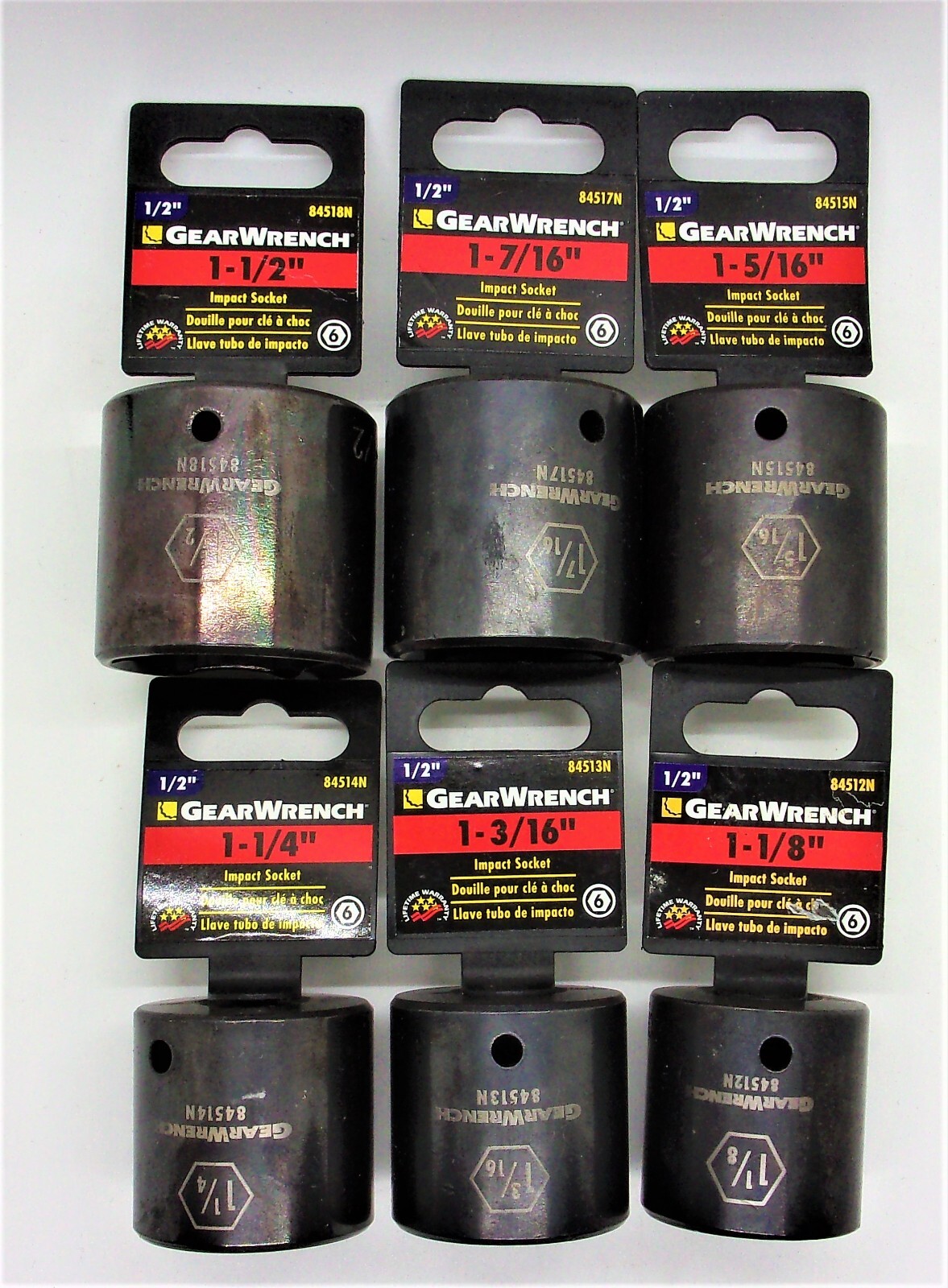 GearWrench 1/2" Drive  6-Point Standard & Metric Impact Sockets (Select Size)