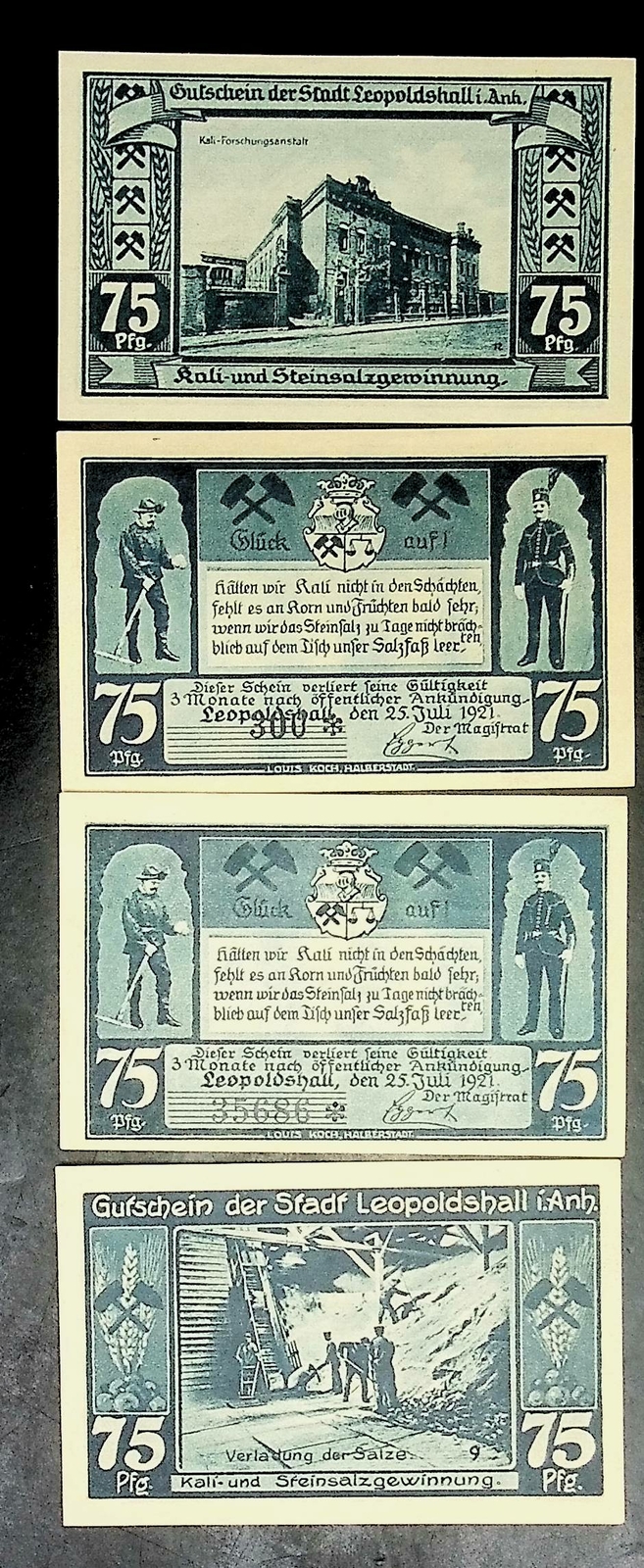 1921 Germany LEOPOLDSHALL 75 Phennig Banknote / Notgeld