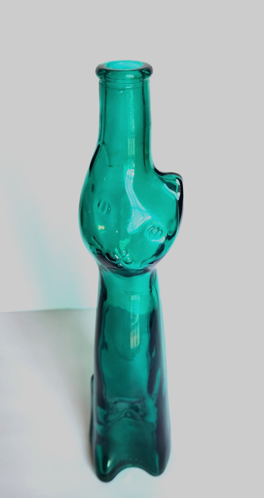 Tall Cat 13" Figural Shaped Green Glass Empty Liquor Decanter 2019 Germany