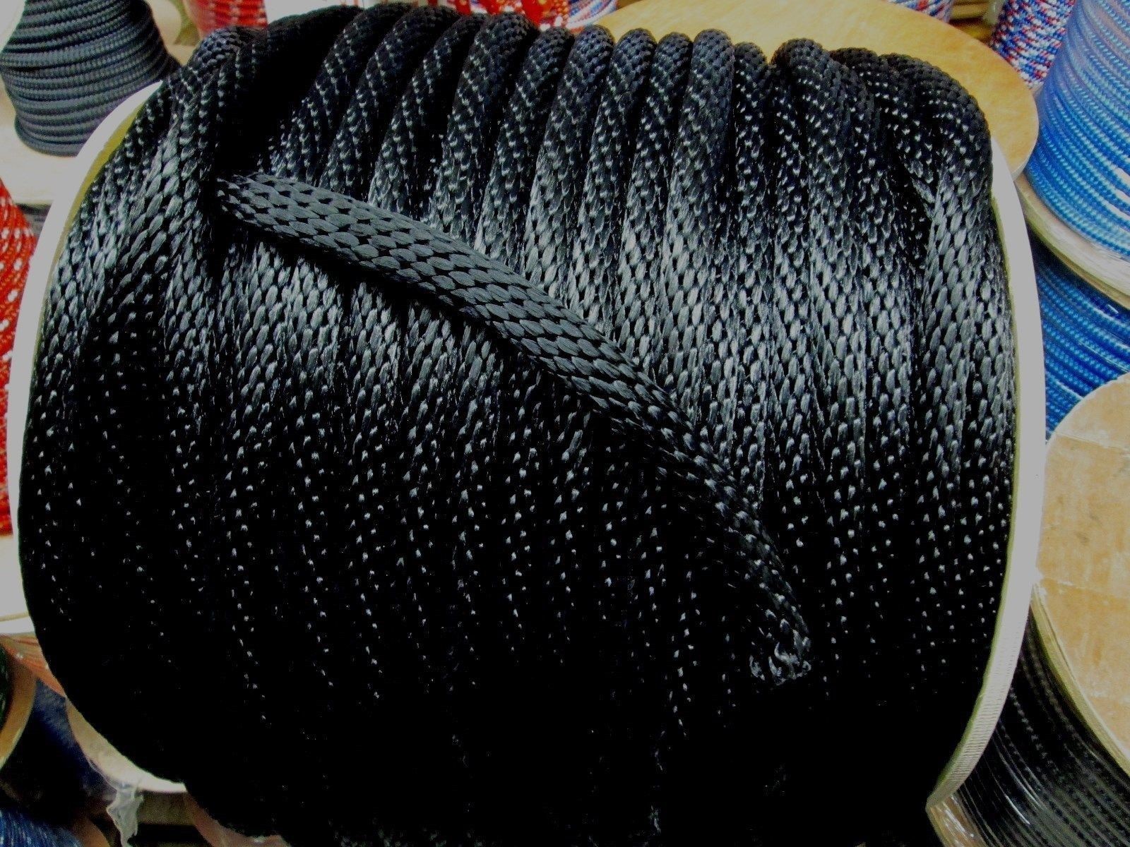 anchor rope, dock line, 5/16"  X 150' BLACK Polyester ROPE 1750 LB Made in USA