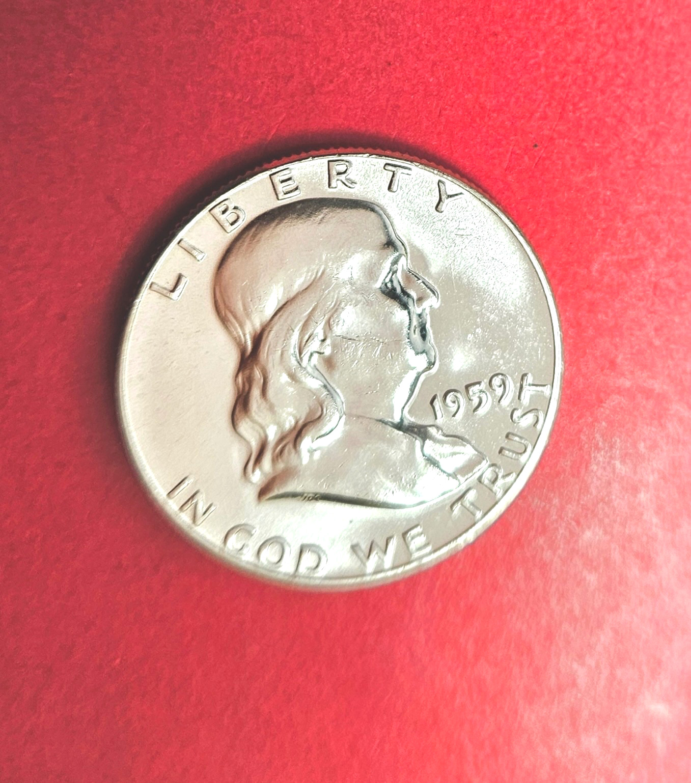 1959  Choice Uncirculated Franklin Silver Half Dollar. Nice Bell Lines.