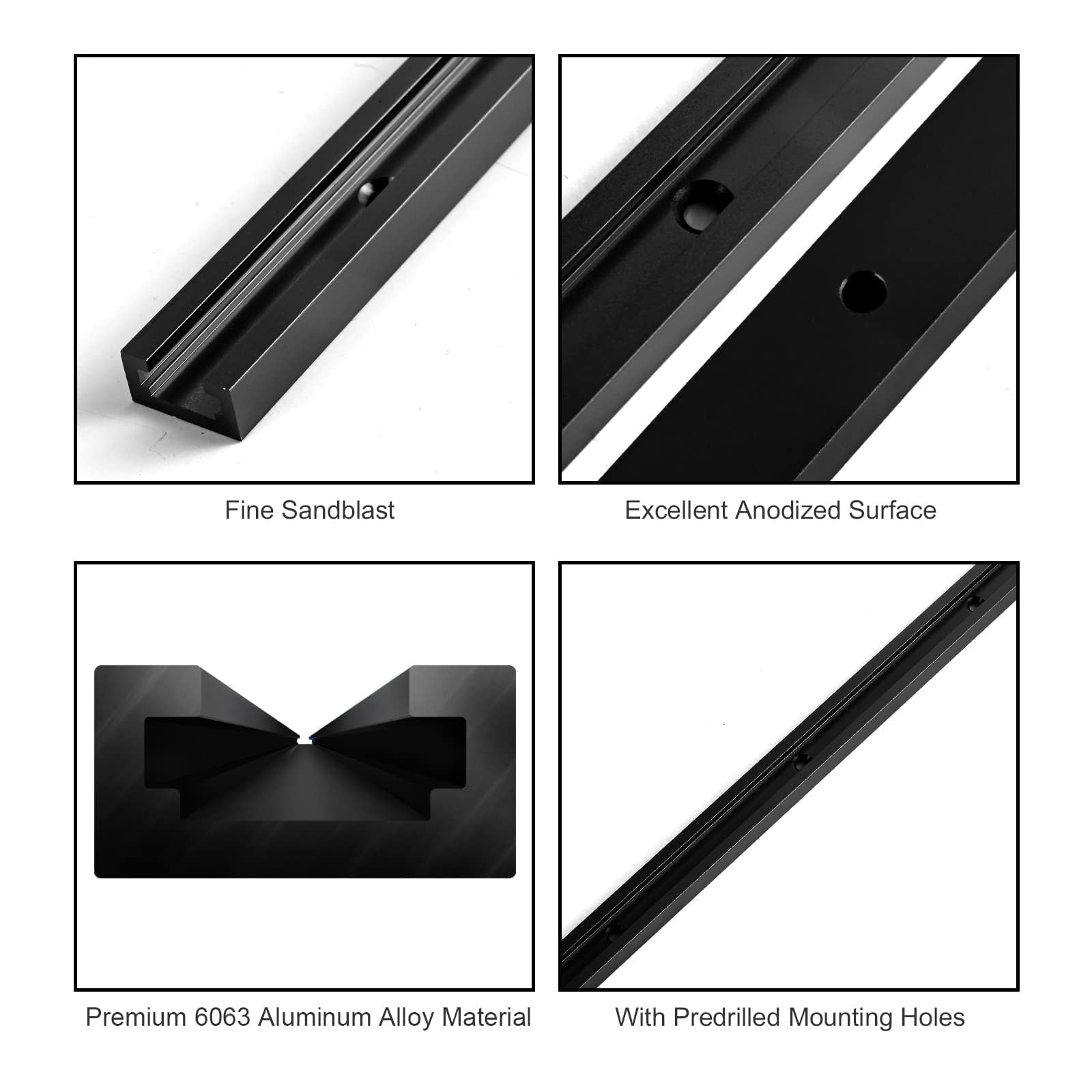 4 PCS 48 Inch Black Universal Aluminum DoubleCut TTrack Woodworking Jig