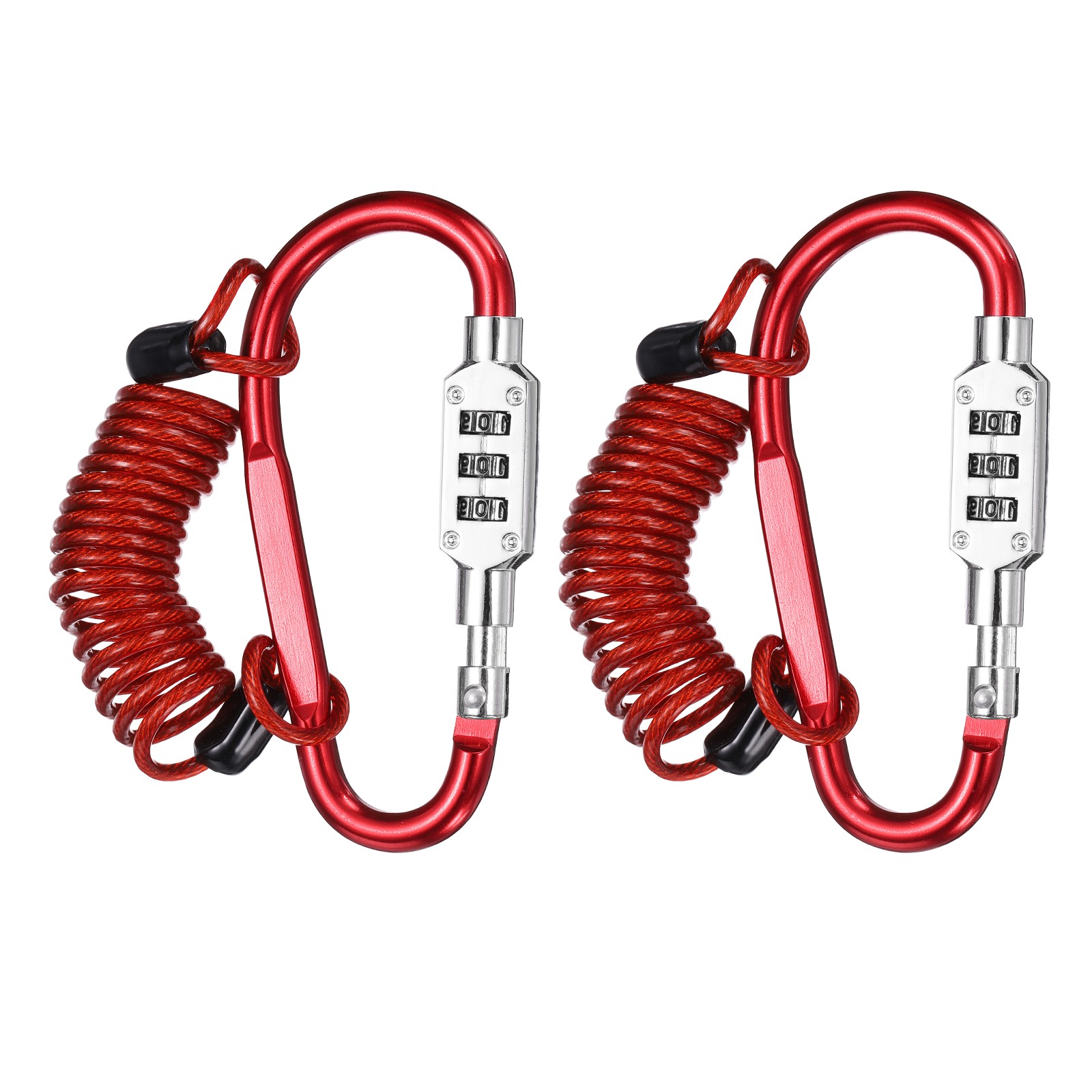 2 Set 3.3Ft Cable Lock Steel Safety Cable with 3.8" Combination Lock Red