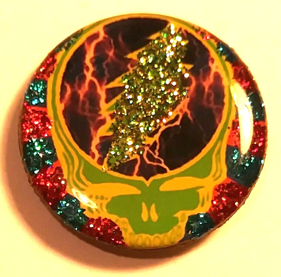 Grateful Dead PIN Vintage Obsolete Glitter 1 Inch SYF  Made By Deadhead Bob Weir