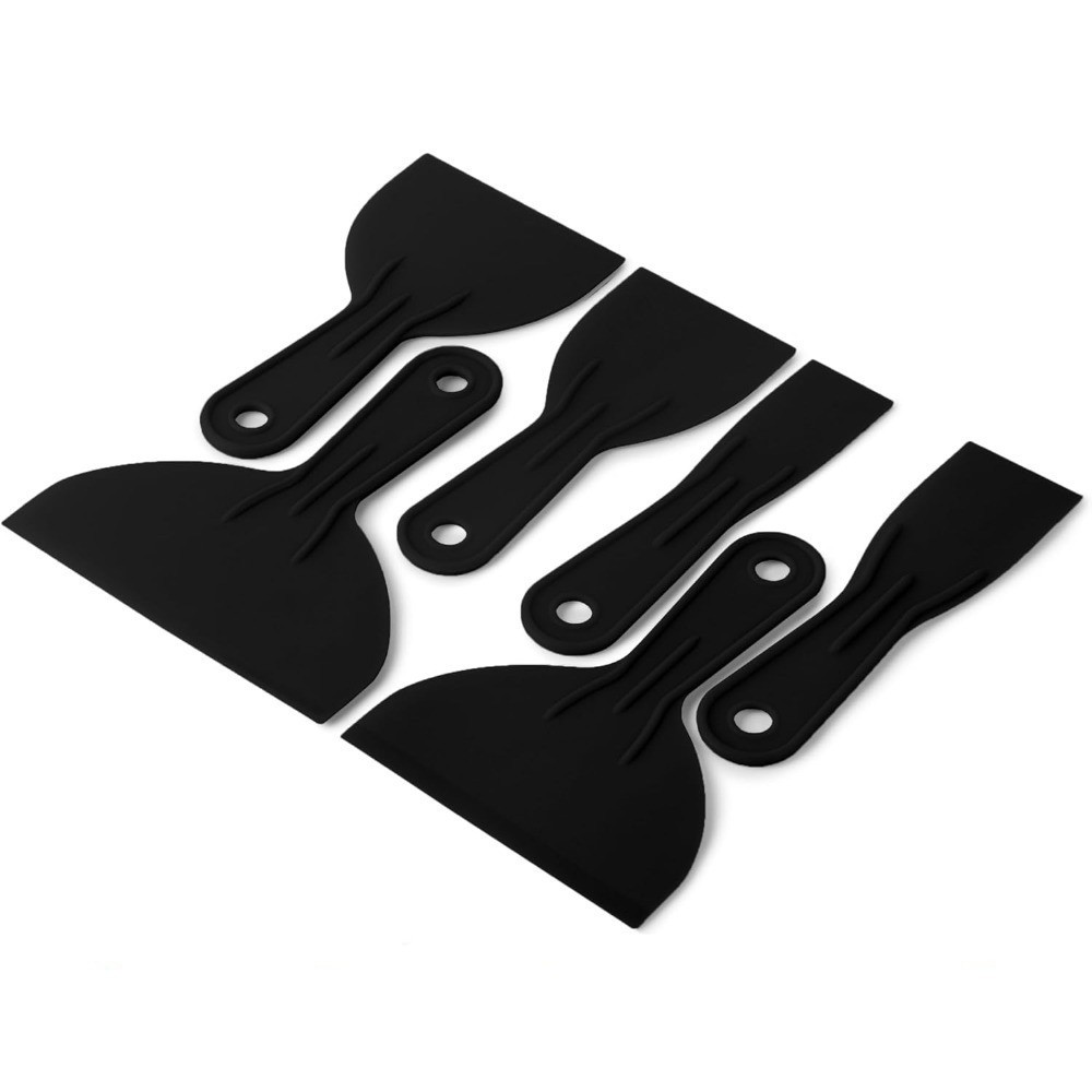 Bates 6 Pack Black Plastic Putty Knife Set - Paint Scraper, Spackle Tool