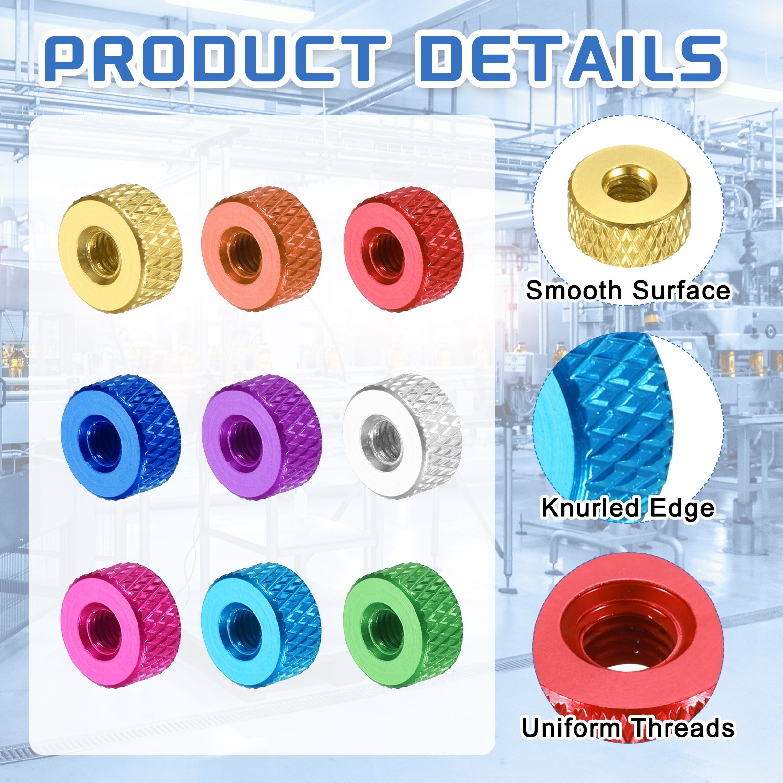 4Pcs M3x10mmx5mm Knurled Thumb Nuts, Peach Red