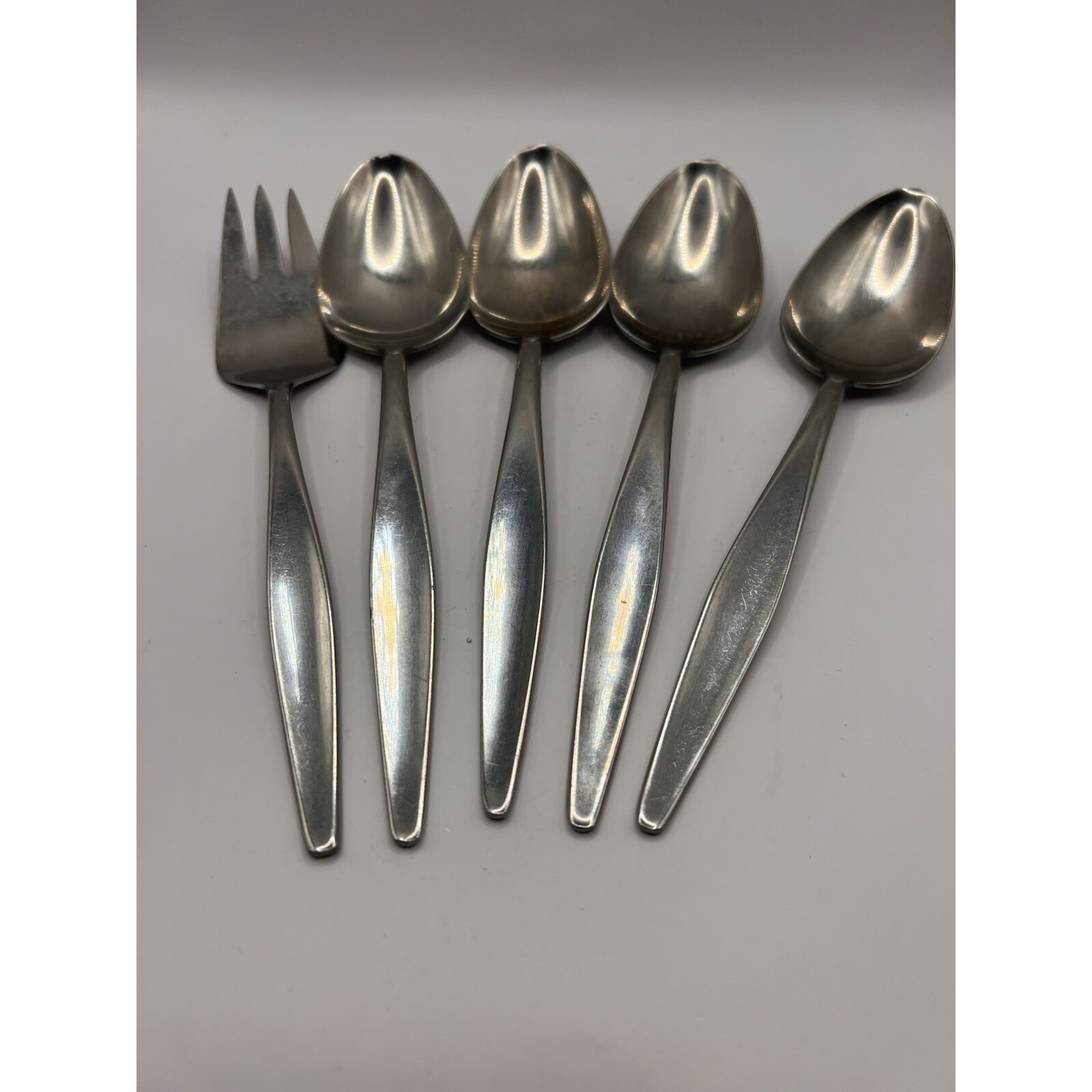 Vtg 4-Reed & Barton Serving Spoons + Serving Fork Stainless