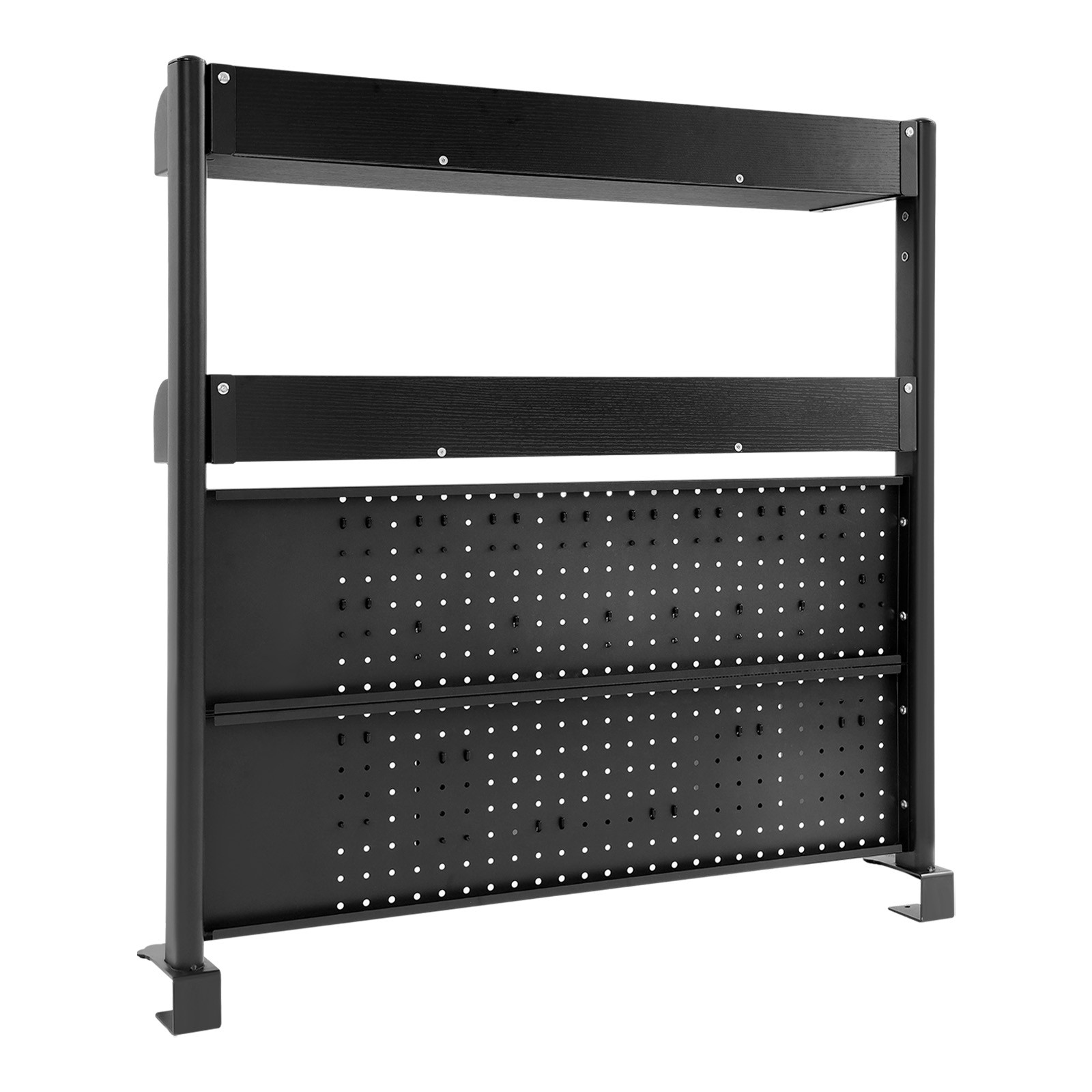 Premium Black Desktop Bookshelf with Adjustable Shelves & Pegboard Organizer