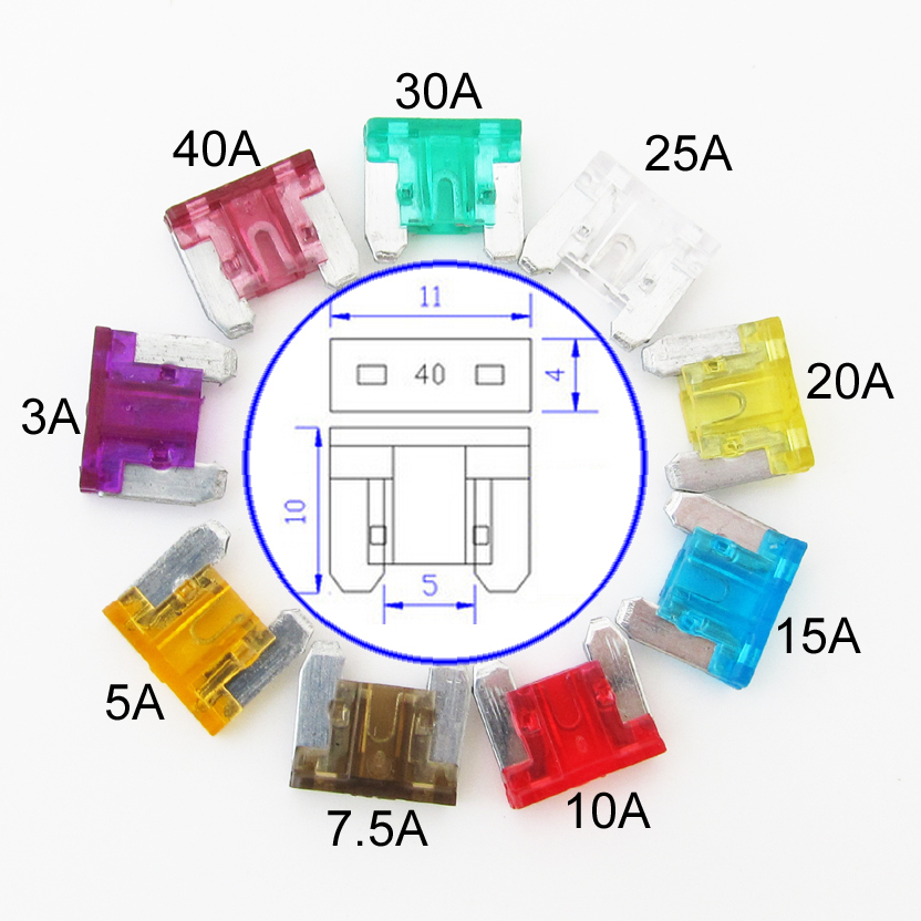 10pcs Car Truck  Micro Mini Low Profile Blade Fuse 3/5/7.5/10/15/20/25/30/40Amp
