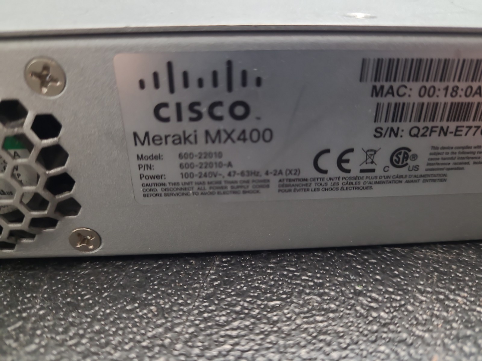 Cisco Meraki MX400 600-22010