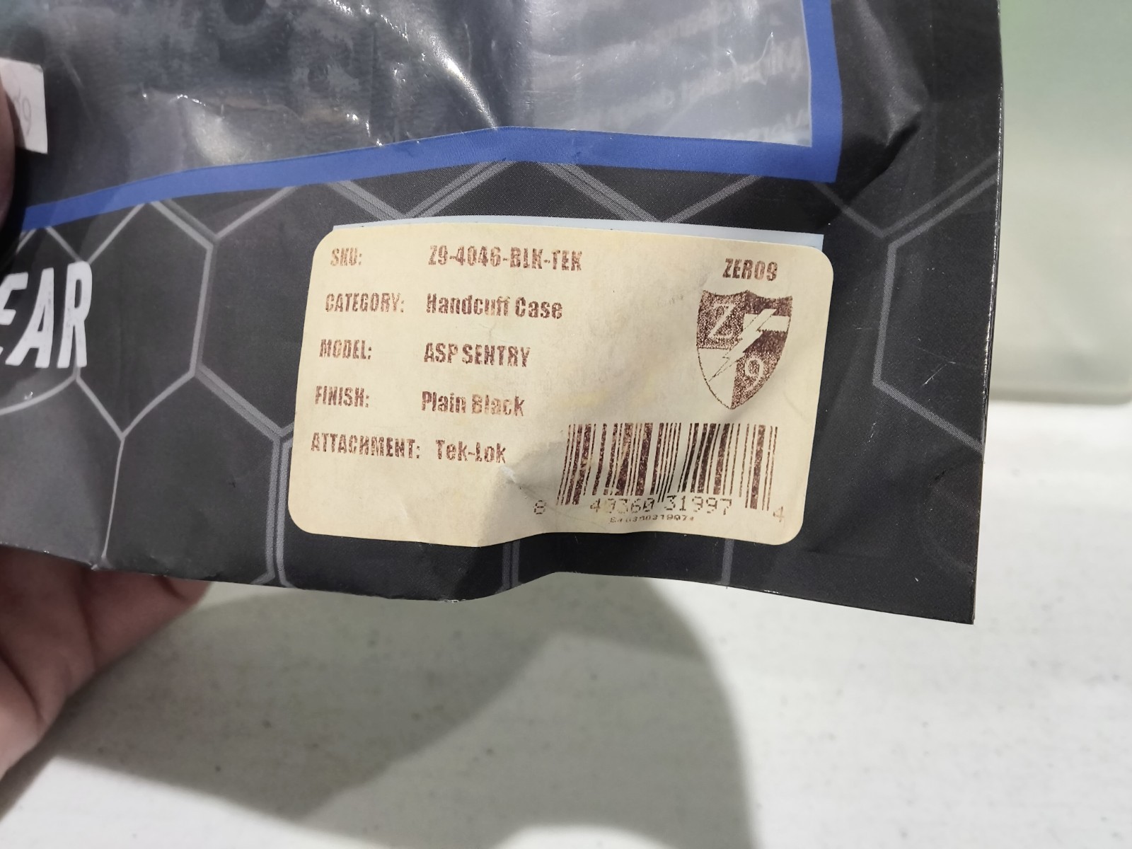 Zero9 Z9-4046-BLK-TEK, ASP SENTRY Single Cuff Case, Plain Black, Tek-Lok