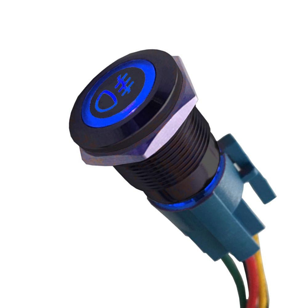 12V Car Vehicle Blue LED Light Front Fog Push Button Metal Toggle Switch Sock...