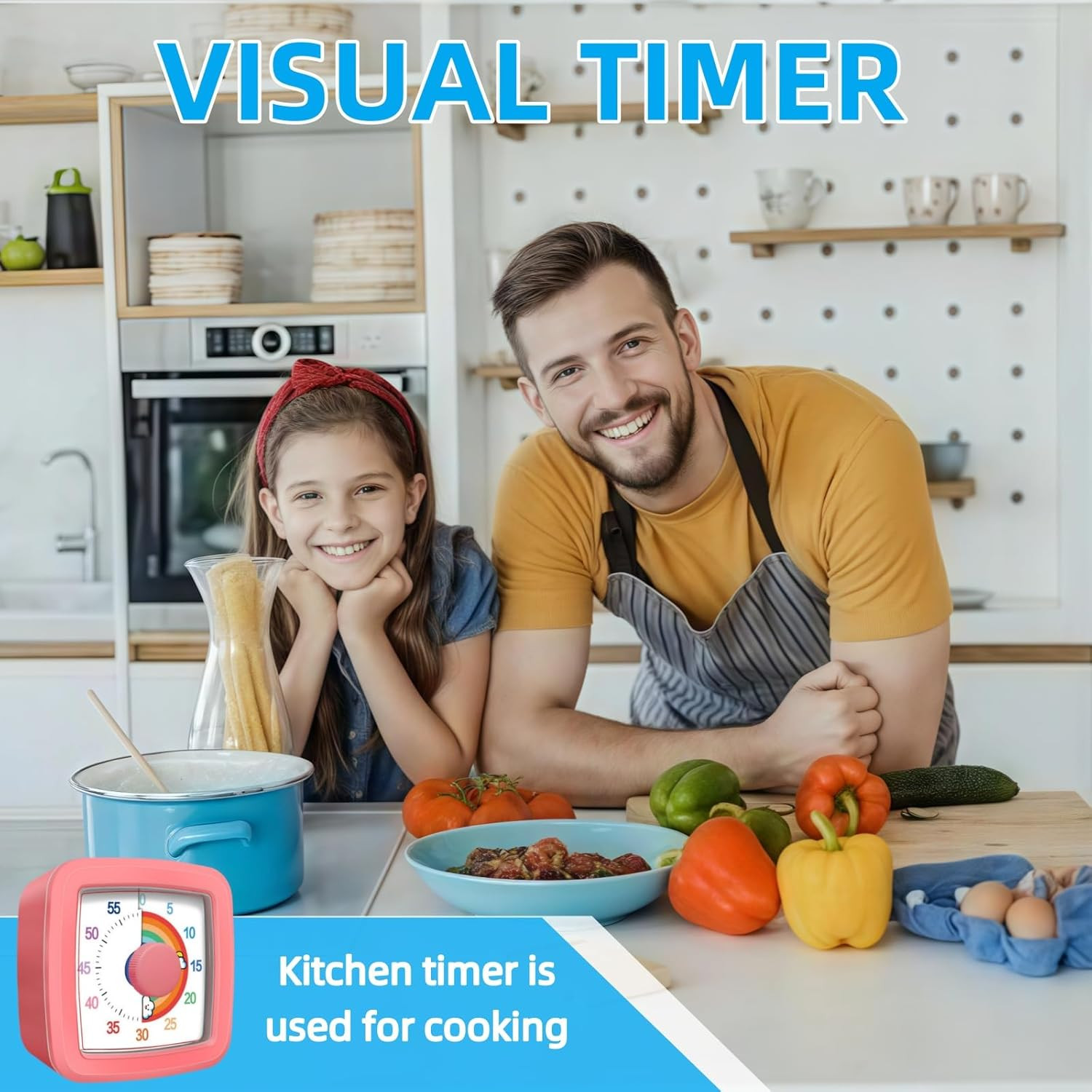 Visual Timer for Kids Adults, 60-Minute Countdown Timer for Classroom, Kitchen,O