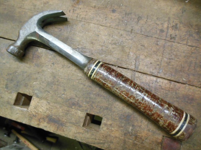 vintage ESTWING 16oz curve claw leather grip hammer old  carpenter tool