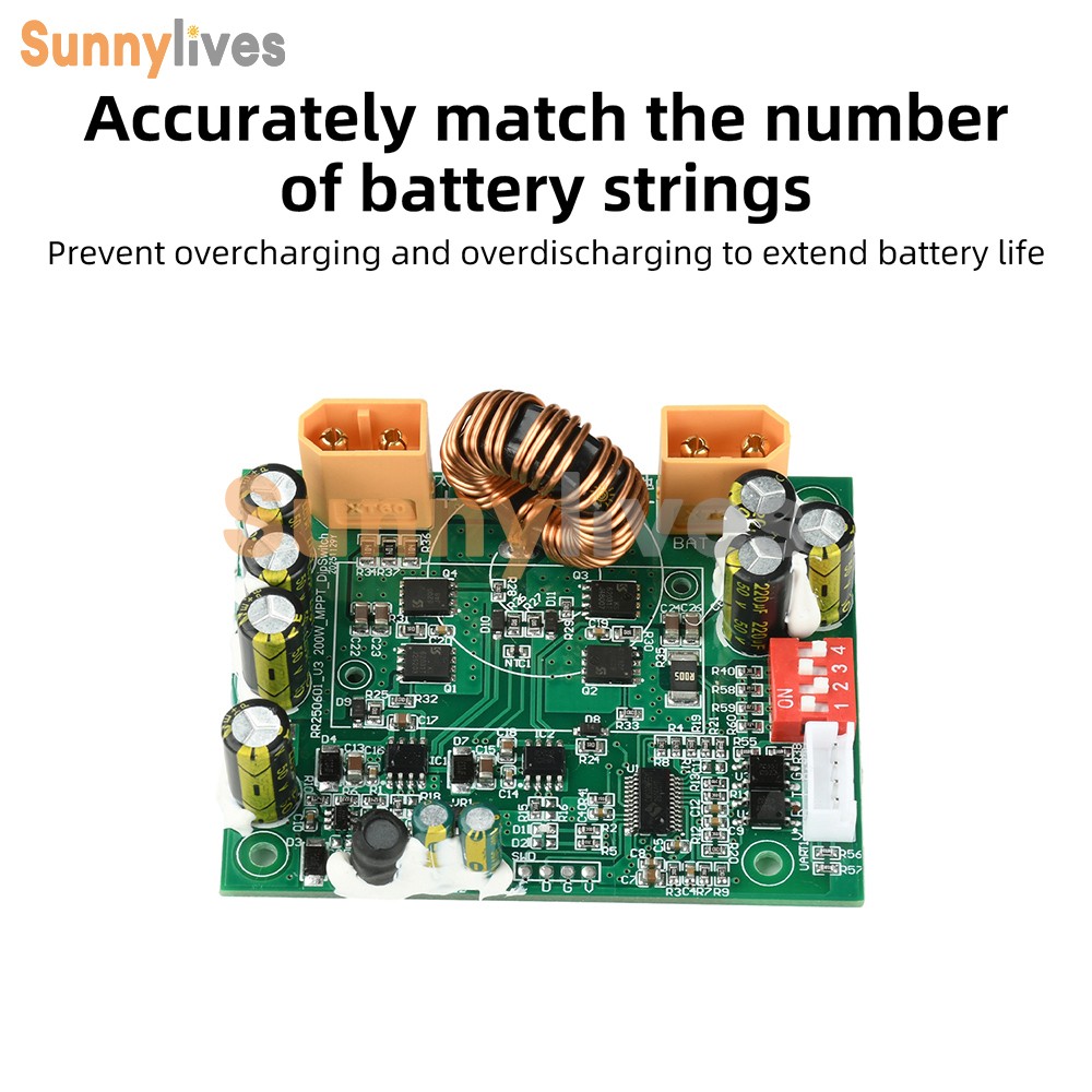 100W MPPT Smart Solar Controller DIP Switch for 12V 24V Energy Storage Systems