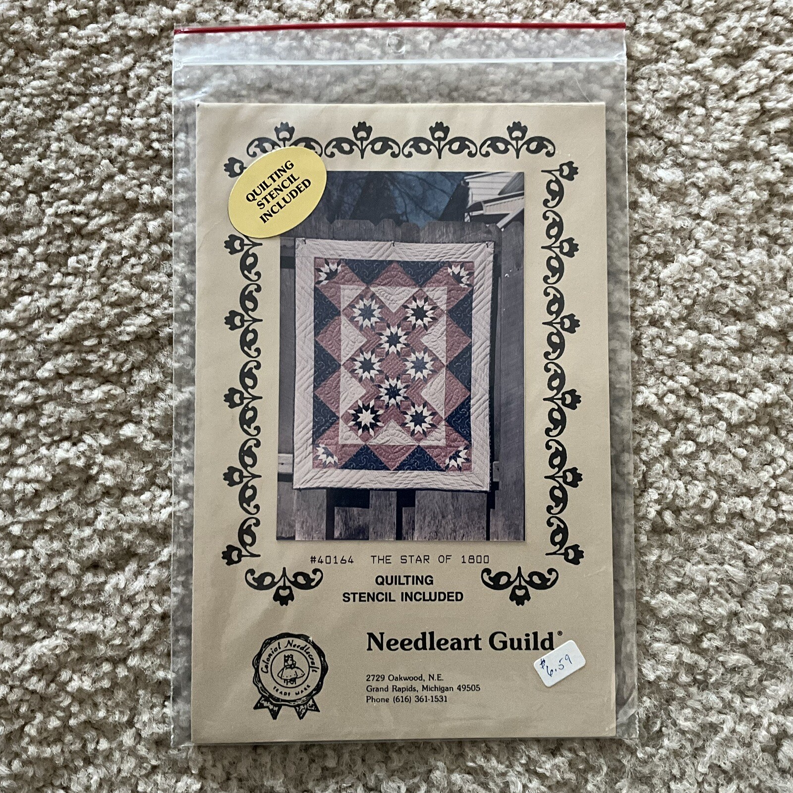 Colonial Needlecraft the star of 1800 new uncut with stencil