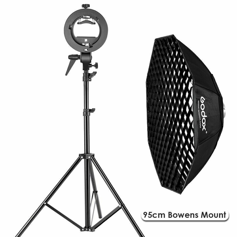 Godox 95cm Octagon Bowens Mount Softbox + Grid + Light Stand + S-type Bracket