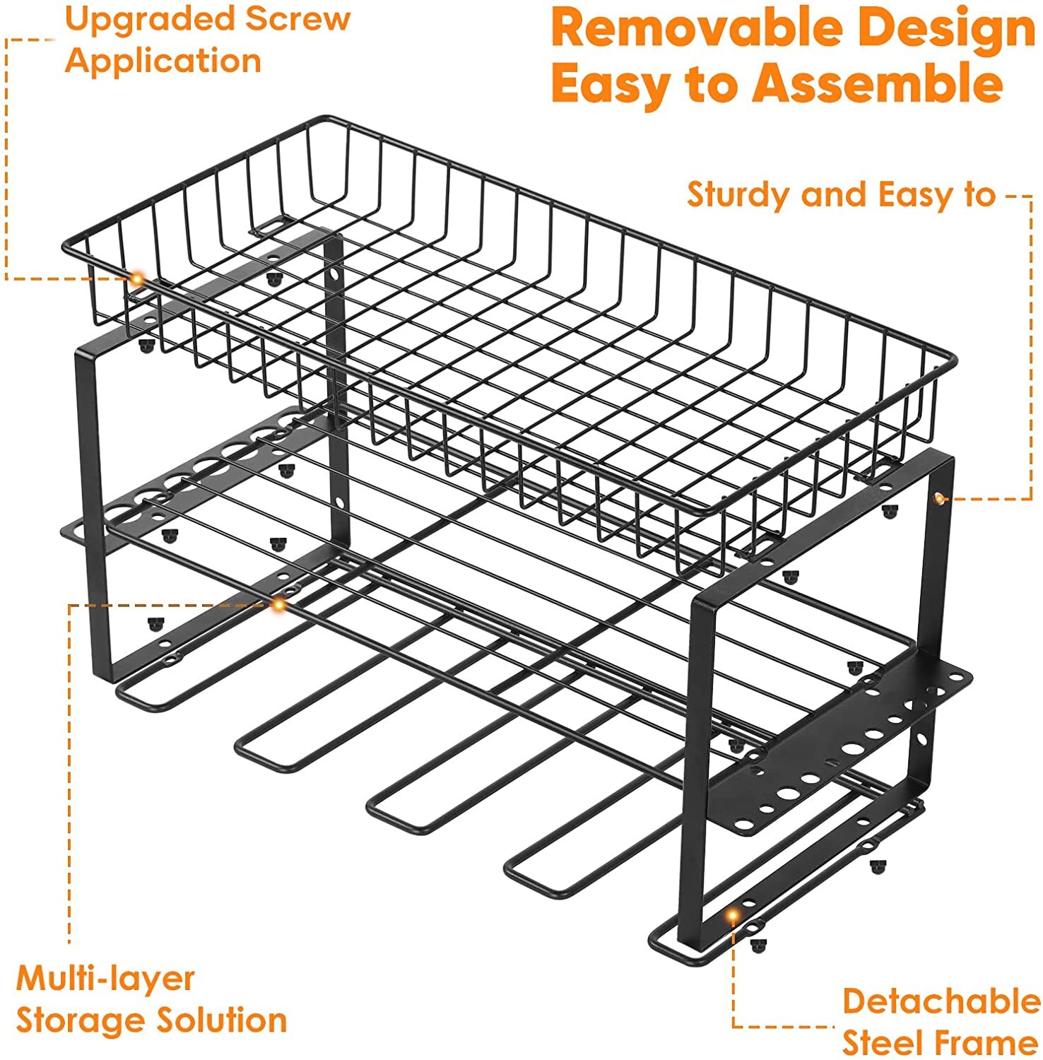 Power Tool Storage Organizer Rack w/Basket Heavy Duty Floating Tool Shelf Garage