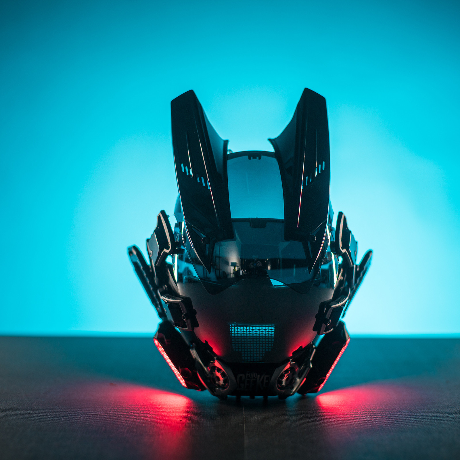 Cyberpunk Helmet Mask Glowing DJ Face Mask w/ LED Light Halloween Helmet Cosplay