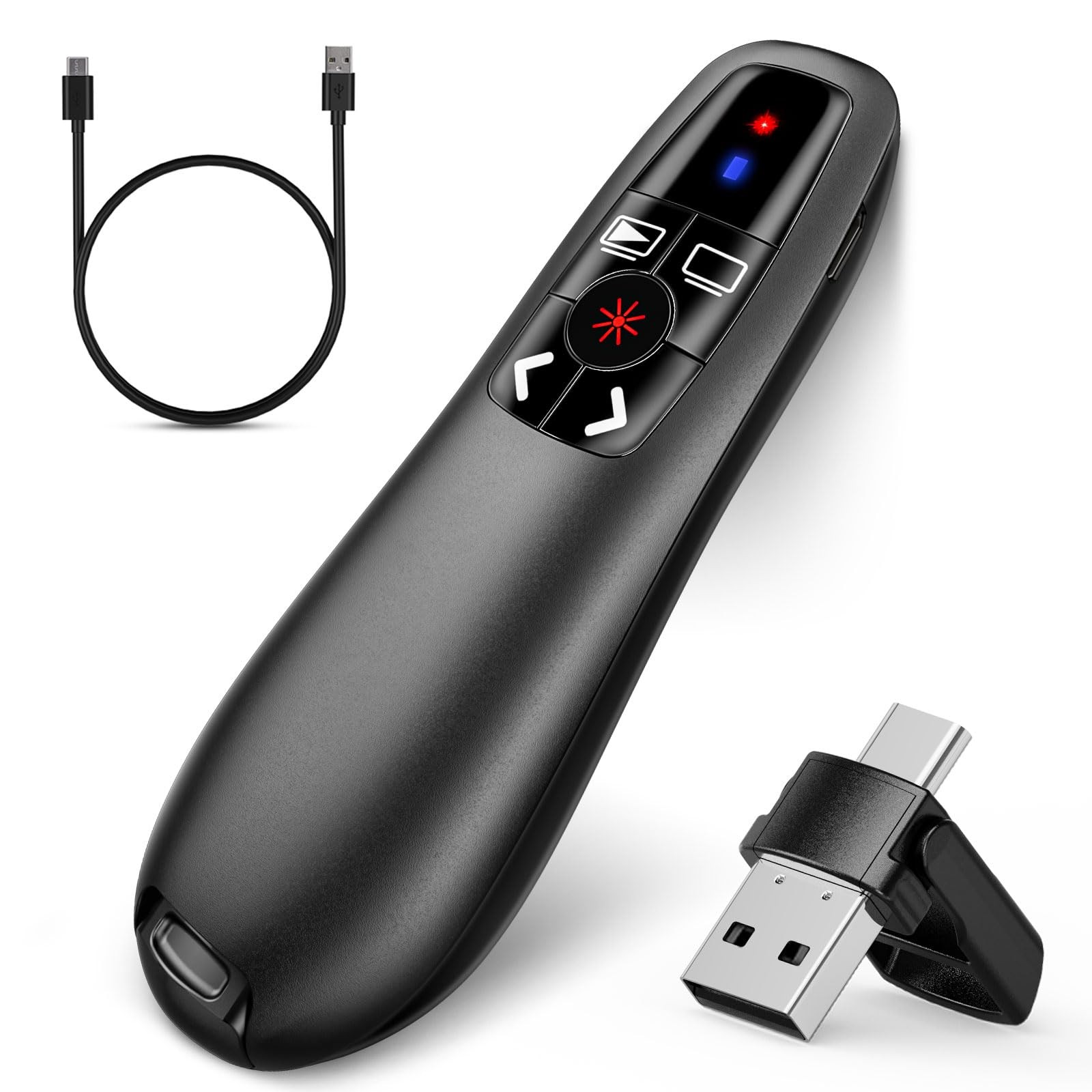 USB C Presentation Clicker Wireless Presenter Remote Rechargeable RF 2.4GHz