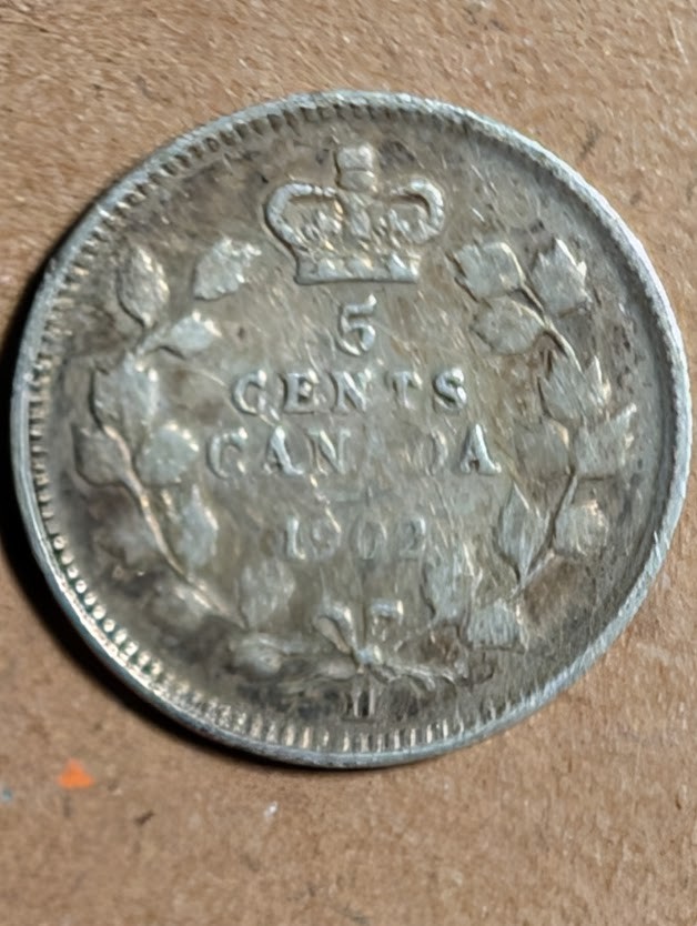 1902 H Canada 5 Cents Silver