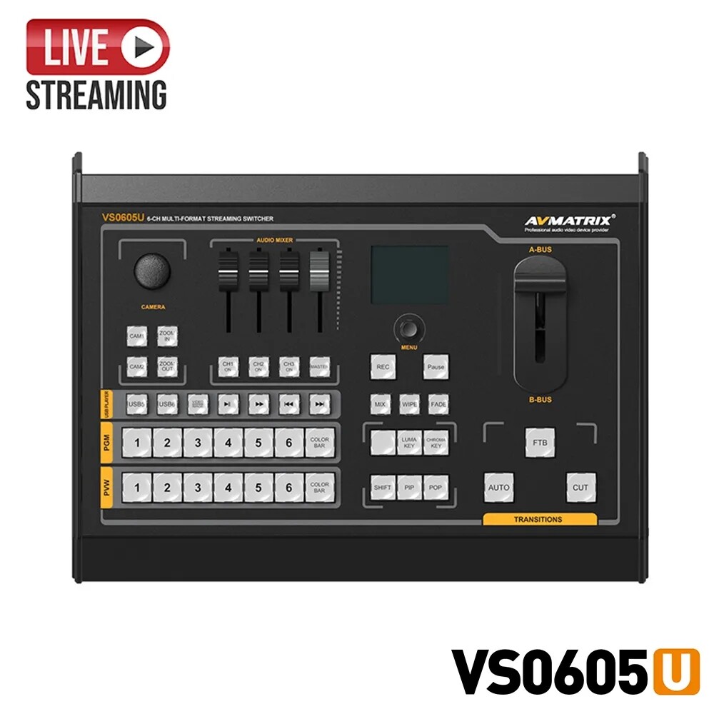 Avmatrix VS0605U 6 Channel SDI HDMI Multi-format Streaming Switcher USP Capture