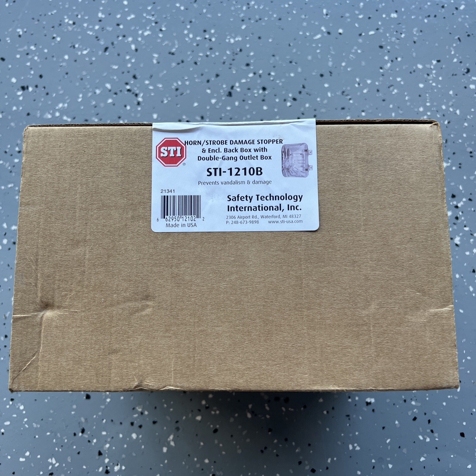 STI-1210B Horn/Strobe Damage Stopper & Enclosed Backbox w/Double-Gang Outlet Box
