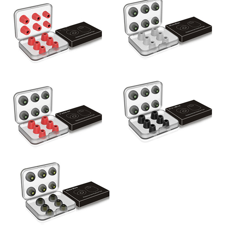 6 Pair Memory Foam Ear Tips Premium Ear Tips Silicone Replacement Earbud Earbuds