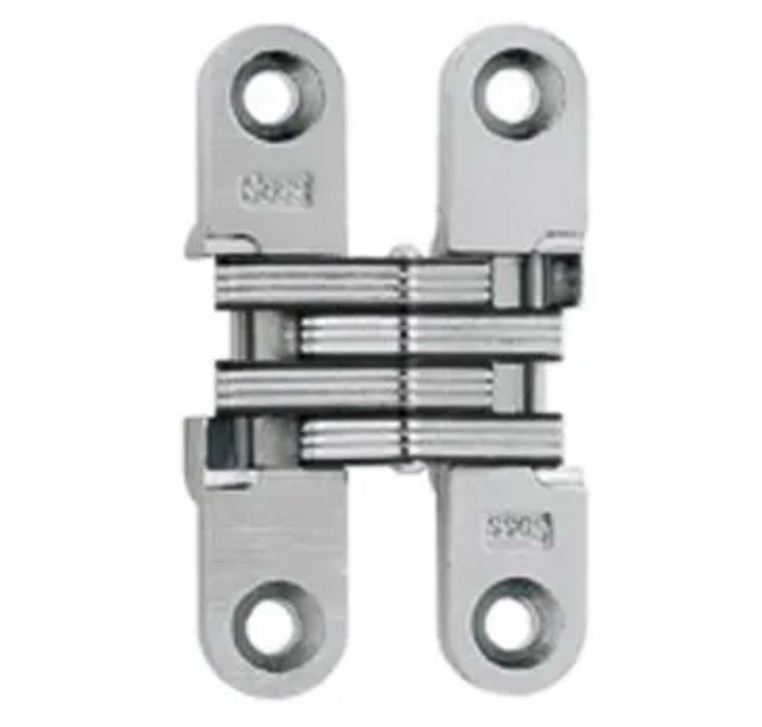 204cus26D Invisible Hinge 3/4 Inch THK Door, 180 Deg. Satin Chrome