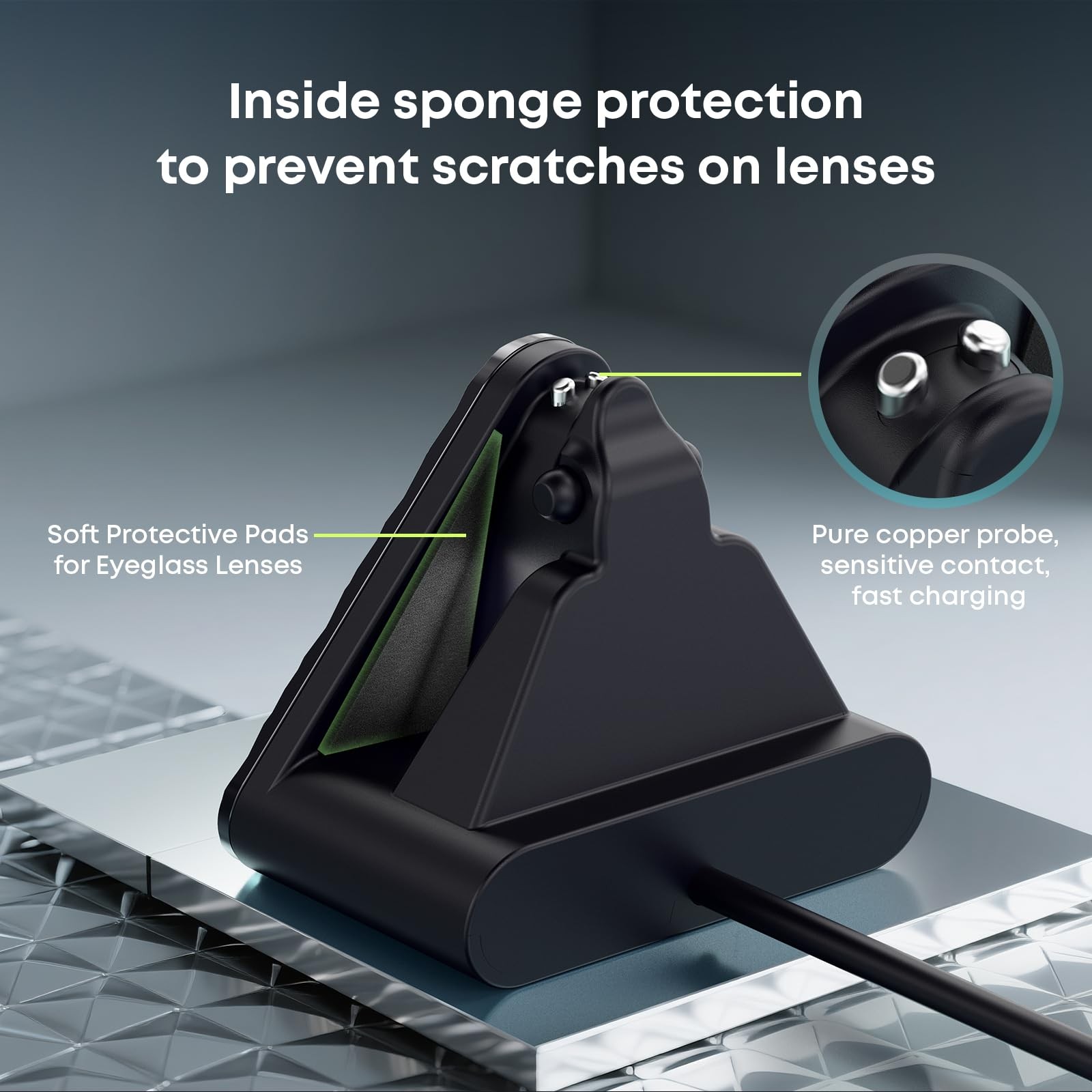 Cisain Charging Dock Compatible with Ray-Ban Meta Smart Glasses Black