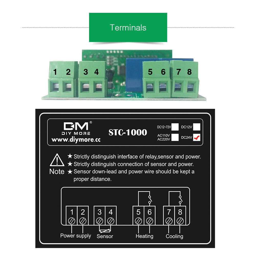 DC 24V STC-1000 Digital Thermostat Temperature Control Controller NTC Sensor