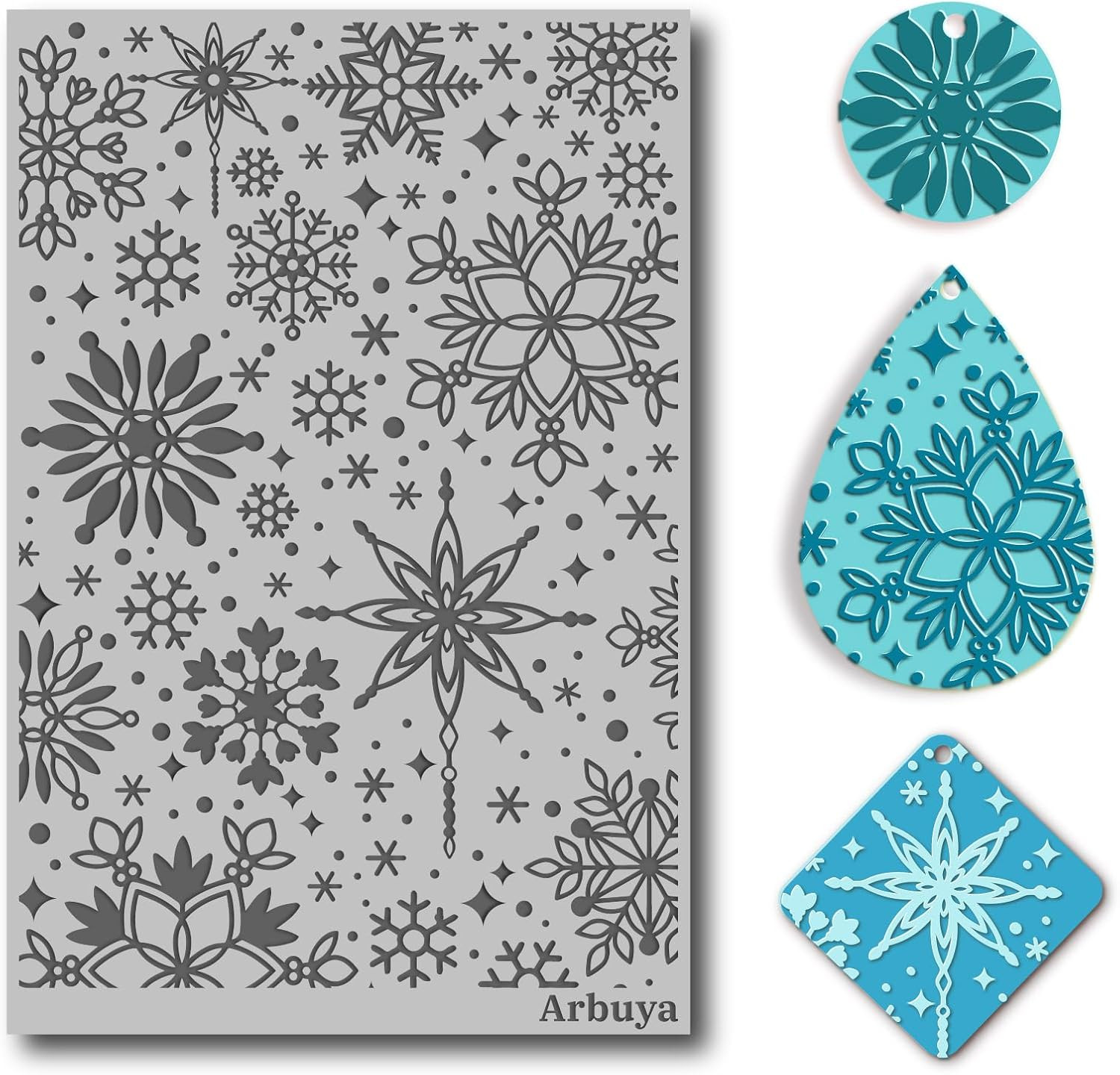Polymer Clay Snowflakes Texture Sheets for Earrings Jewelry Making, Christmas Sn