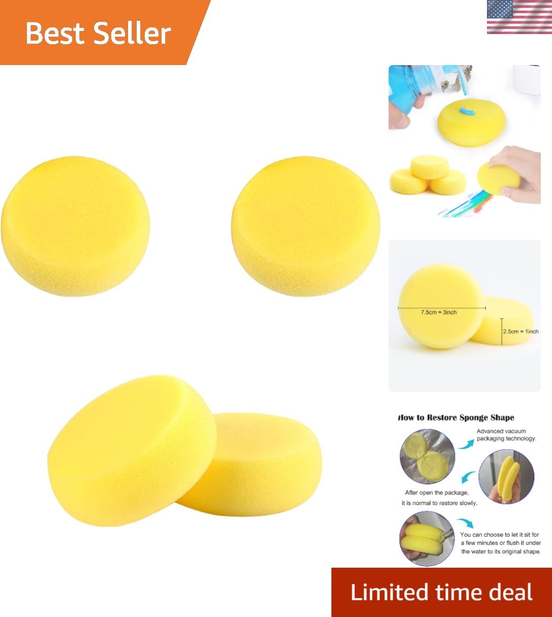 4 Pcs Round Foam Sponges for Painting & Crafts - Water Absorbent