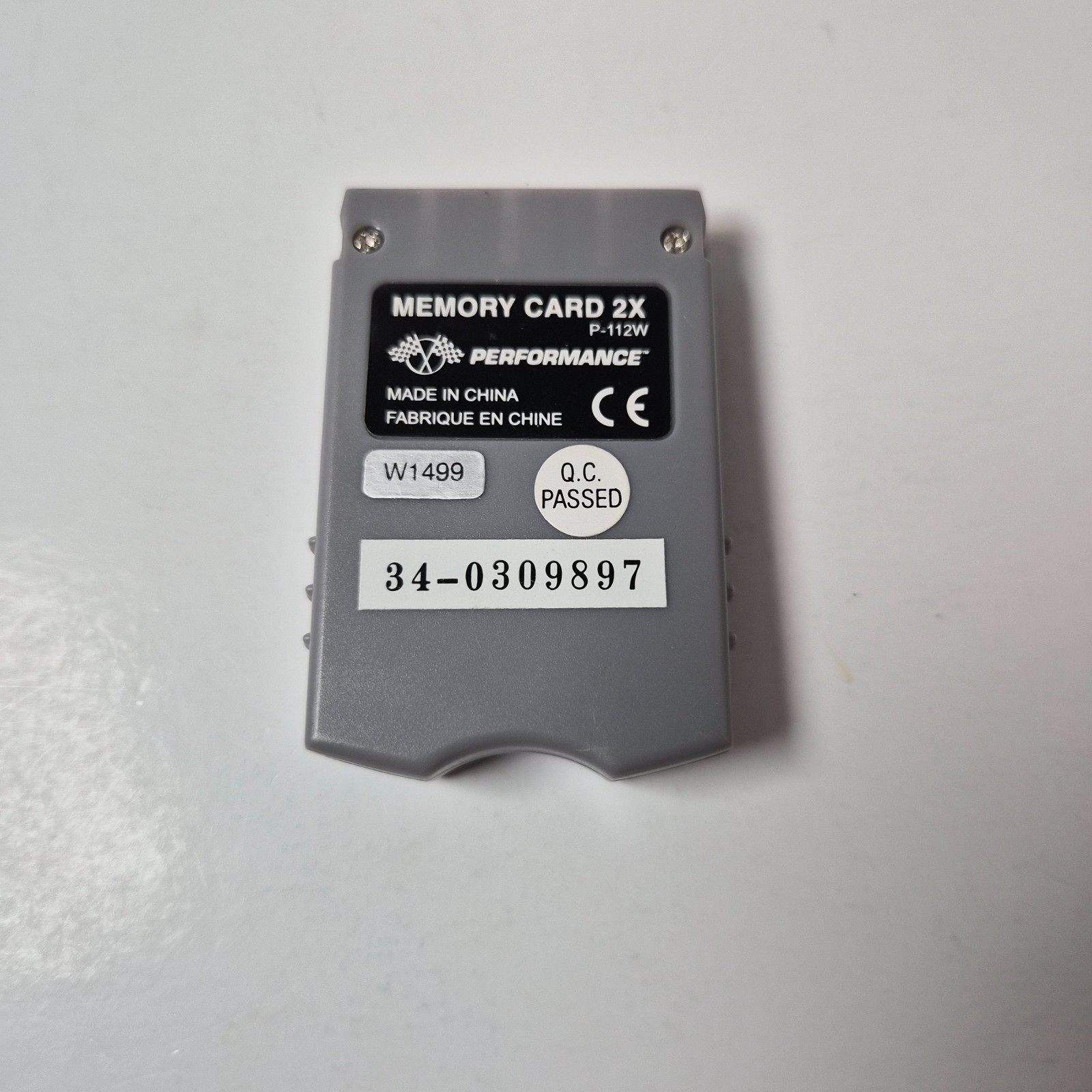 Performance PS1 Memory Card 2X Gray PlayStation Tested